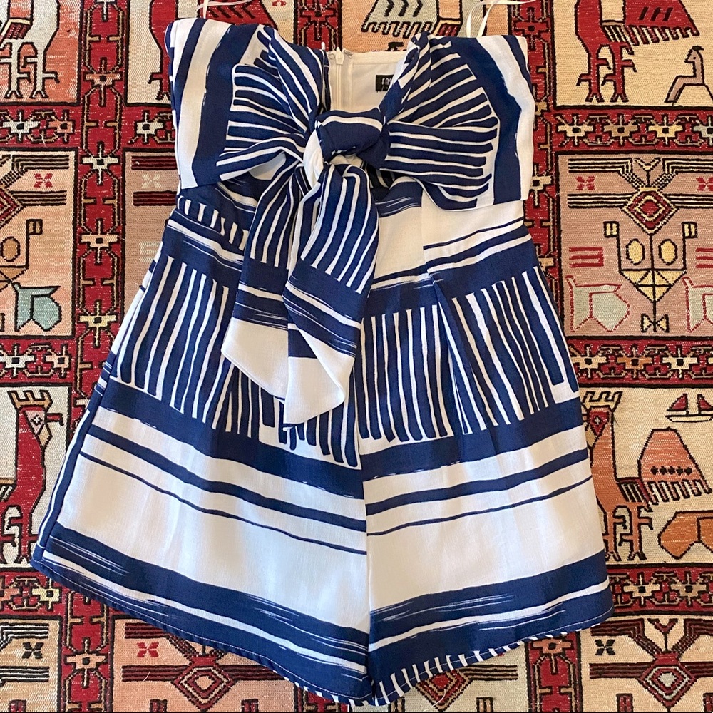 NWT blue & white romper
